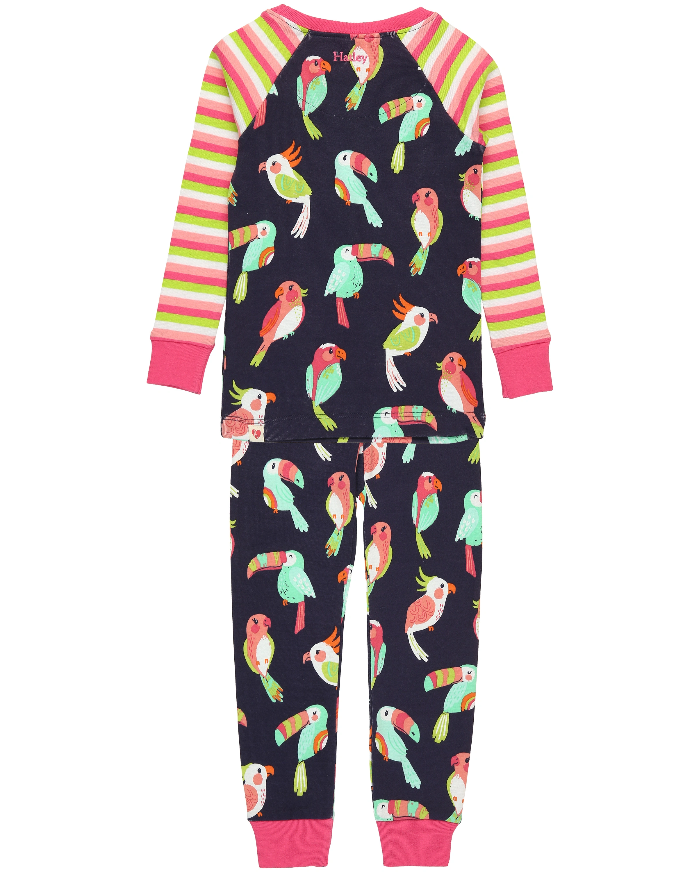 Schlafanzug TROPICAL BIRDS lang in navy