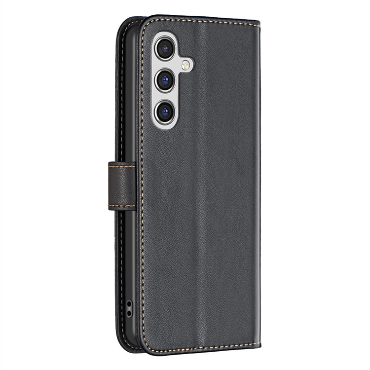 Samsung Galaxy A26 / A17 Leder Tasche Flip Cover mit Kartenfächer - Schwarz