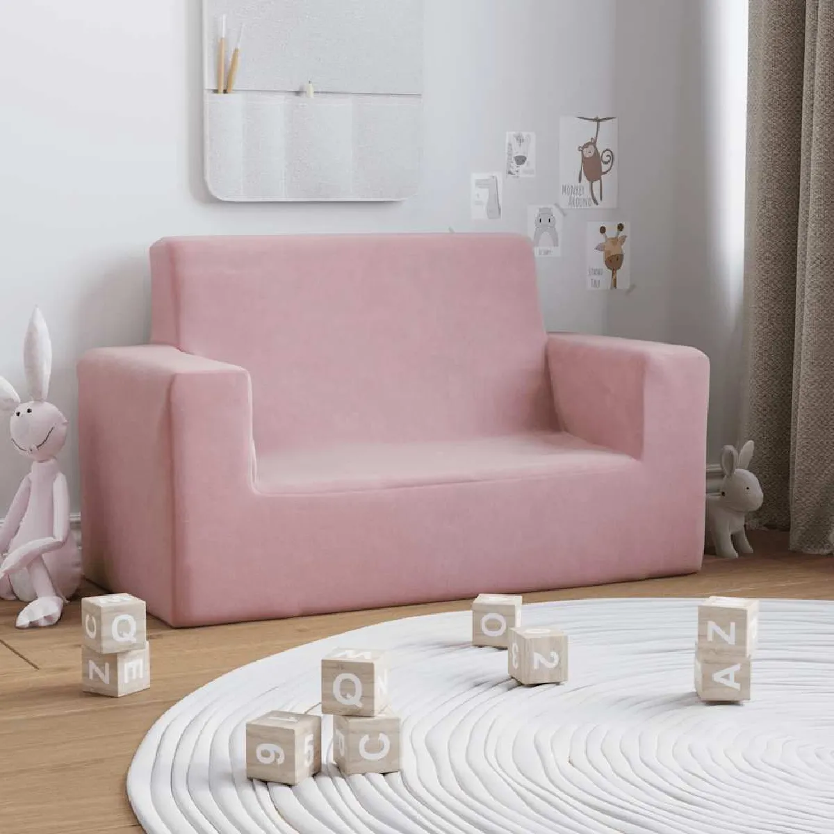 vidaXL Canapé 2 Places Enfant Rose