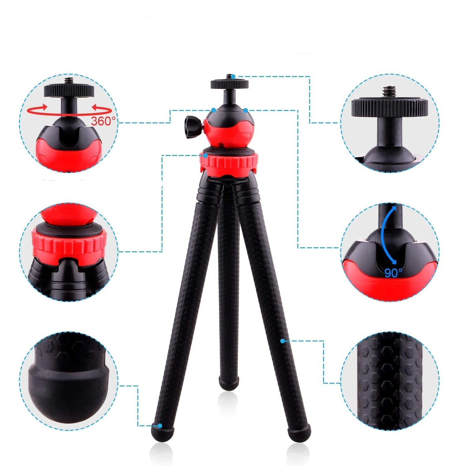 (31cm) 2in1 Tripod Stativ für Smartphones mit abnehmbarem Bluetooth Fernauslöser   1/4
