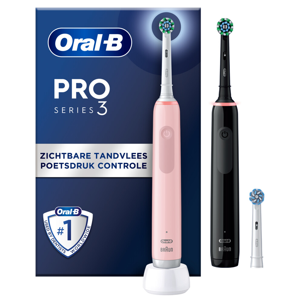 Oral-B Elektrische Tandenborstel Pro 3 3900 Duo Zwart & Roze1 set