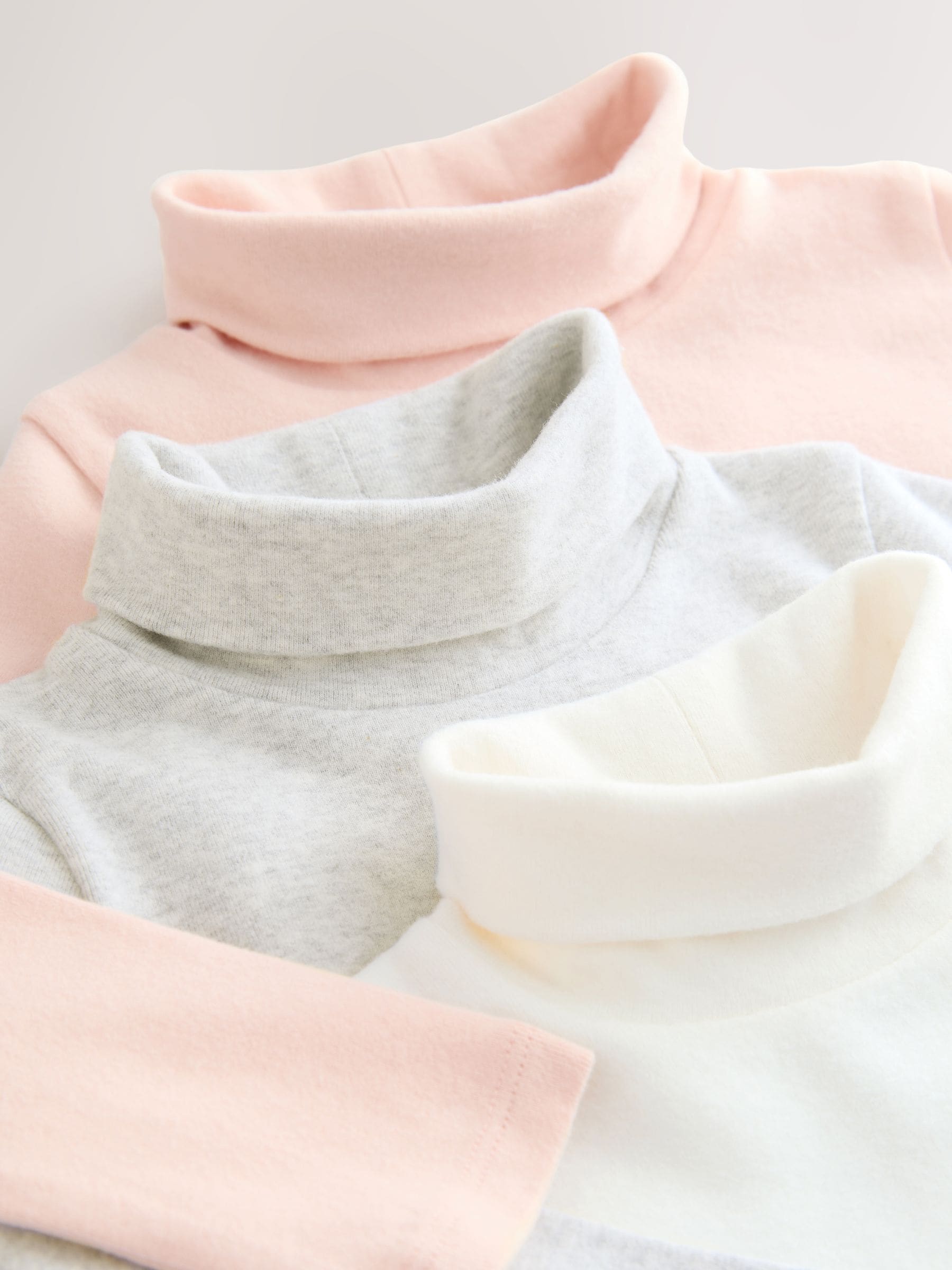Roze/crème - Set van 3 tops met rolkraag (3mnd-7jr)