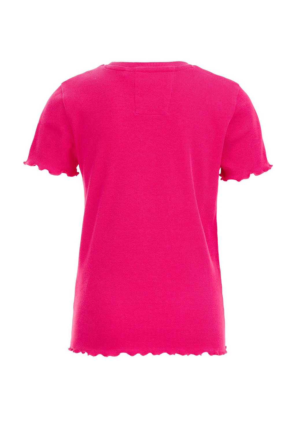 WE Fashion ribgebreid T-shirt intense pink