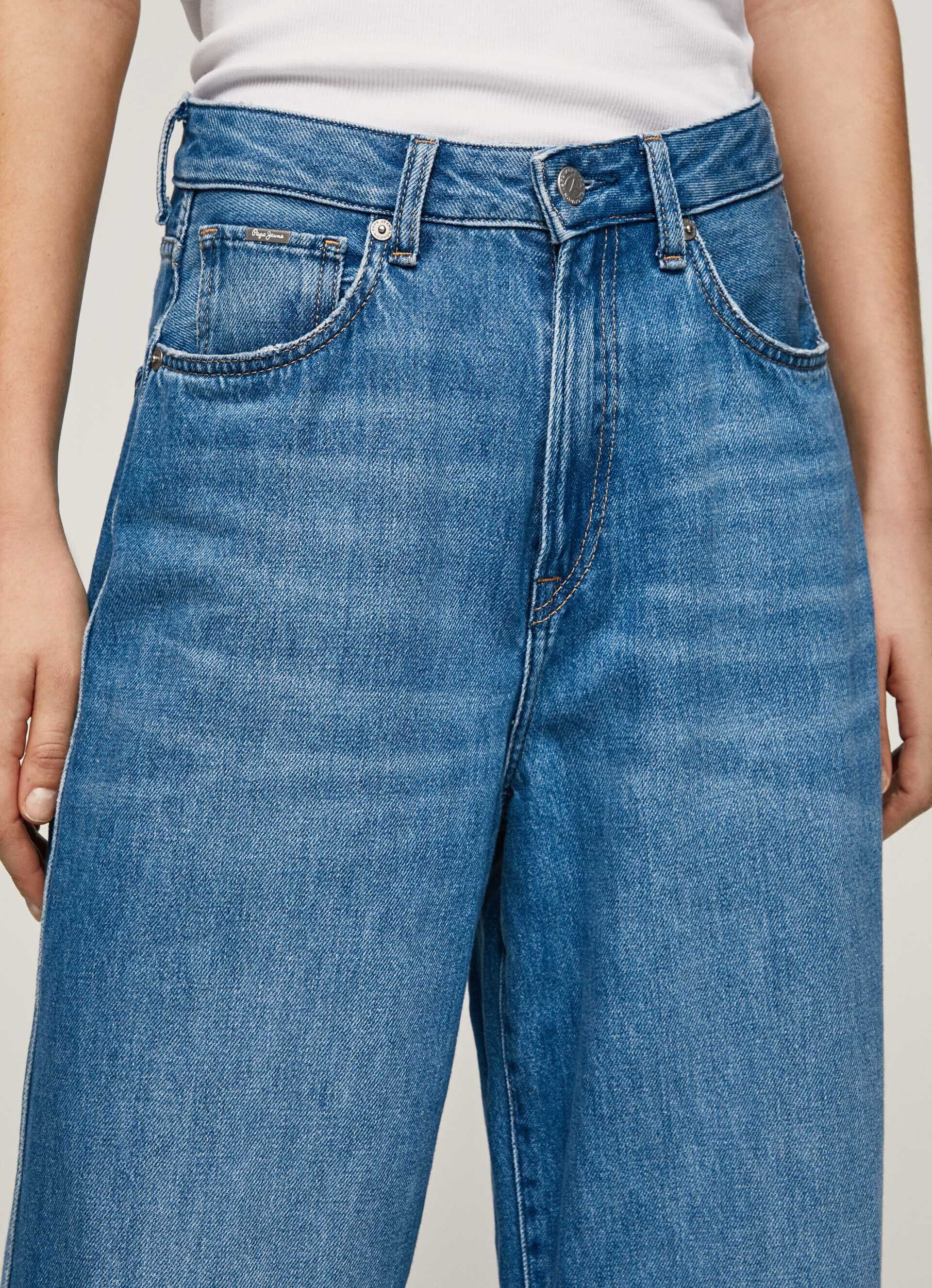 Calça jeans JAIMY de cintura alta e modelagem ampla - jeans