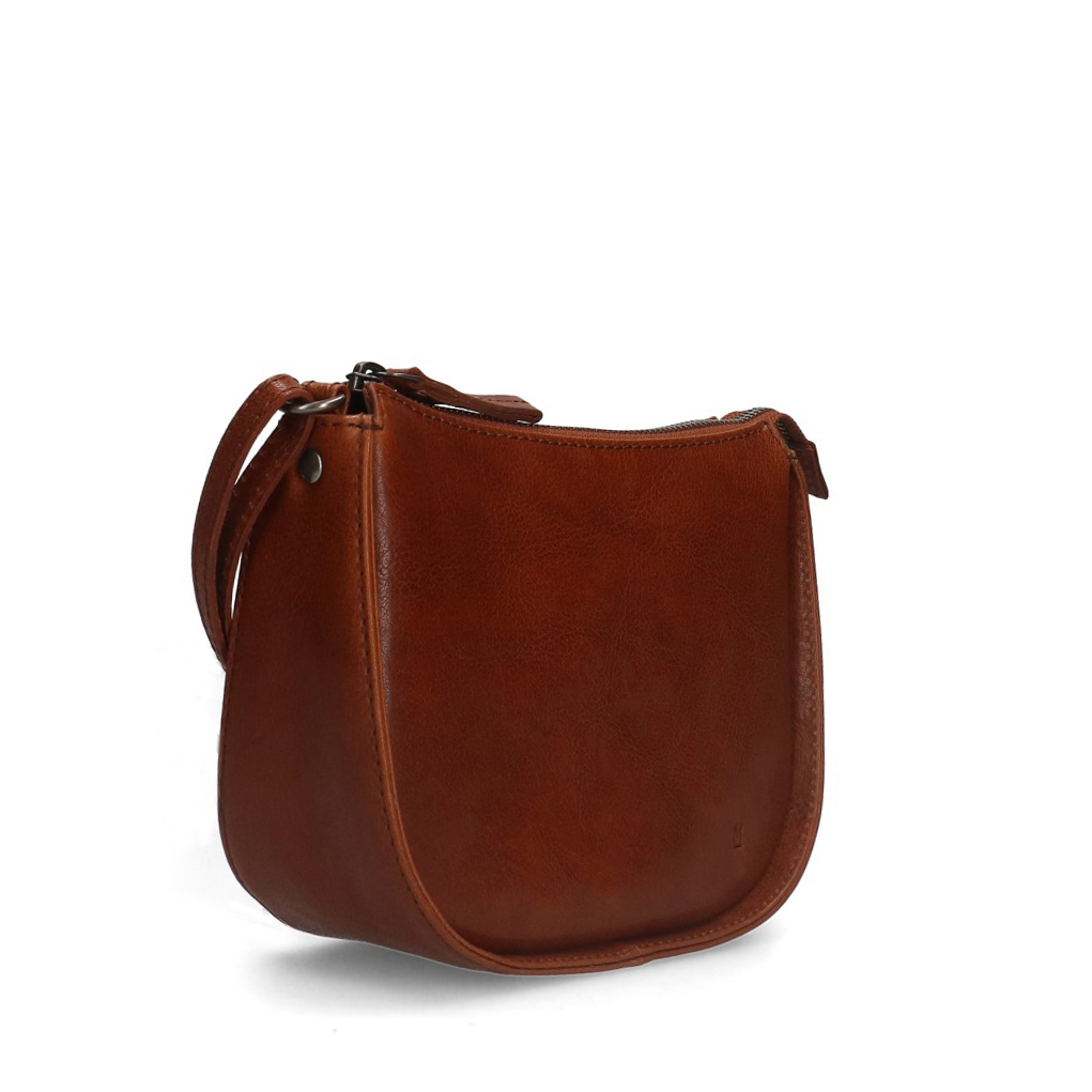 Cognac leren schoudertas