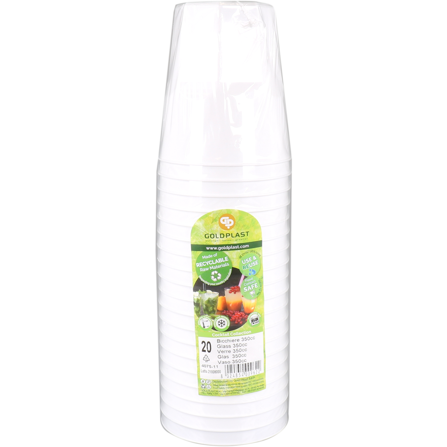 Goldplast, Beker, Use & reuse, PP, reusable, 350ml, wit