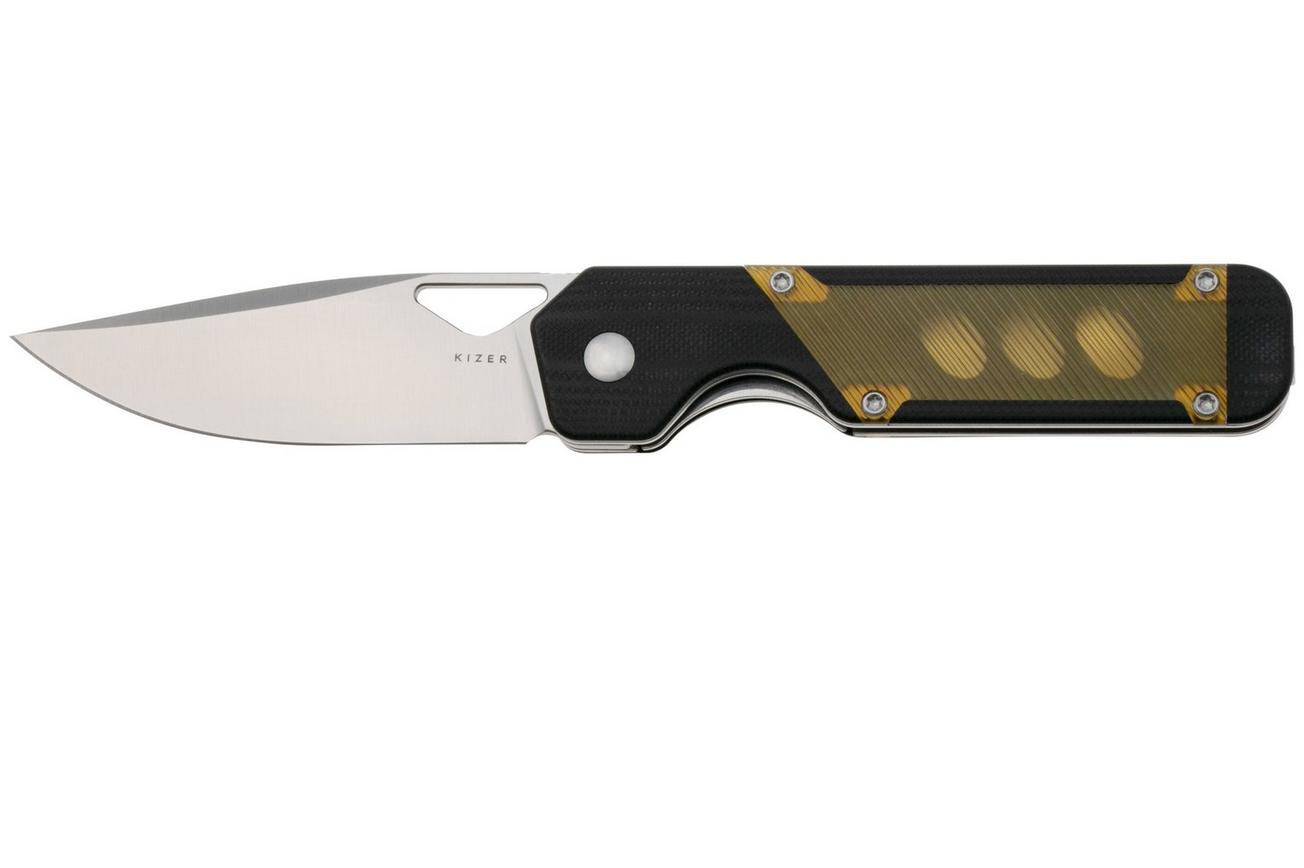 Kizer Vanguard Militaw V3634C1 Liner Lock, Satin 154CM, Black G10, PEI Ultem Inlay, zakmes, Jonathan Styles design