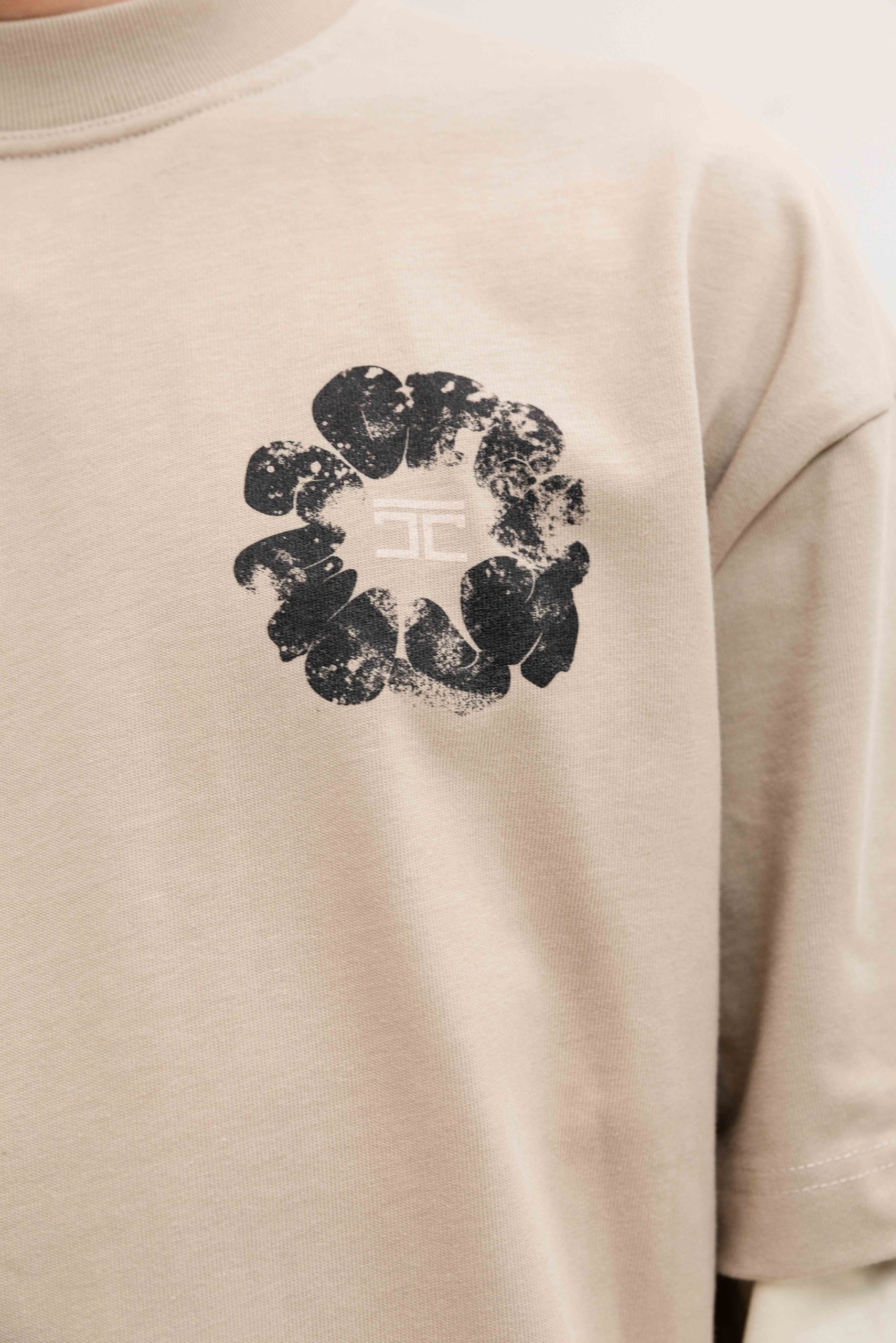 Jorcustom Flowers Double Layered Longsleeve T-Shirt Heren Taupe/Beige
