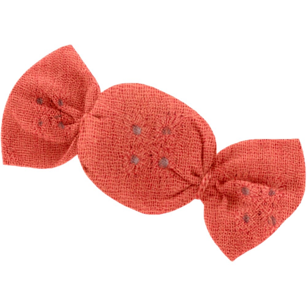 Petite Barrette Mini Bonbon Gaze Dentelle Corail