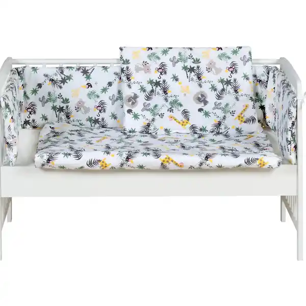 Beistellbett Micky weiß lackiert, Jungle