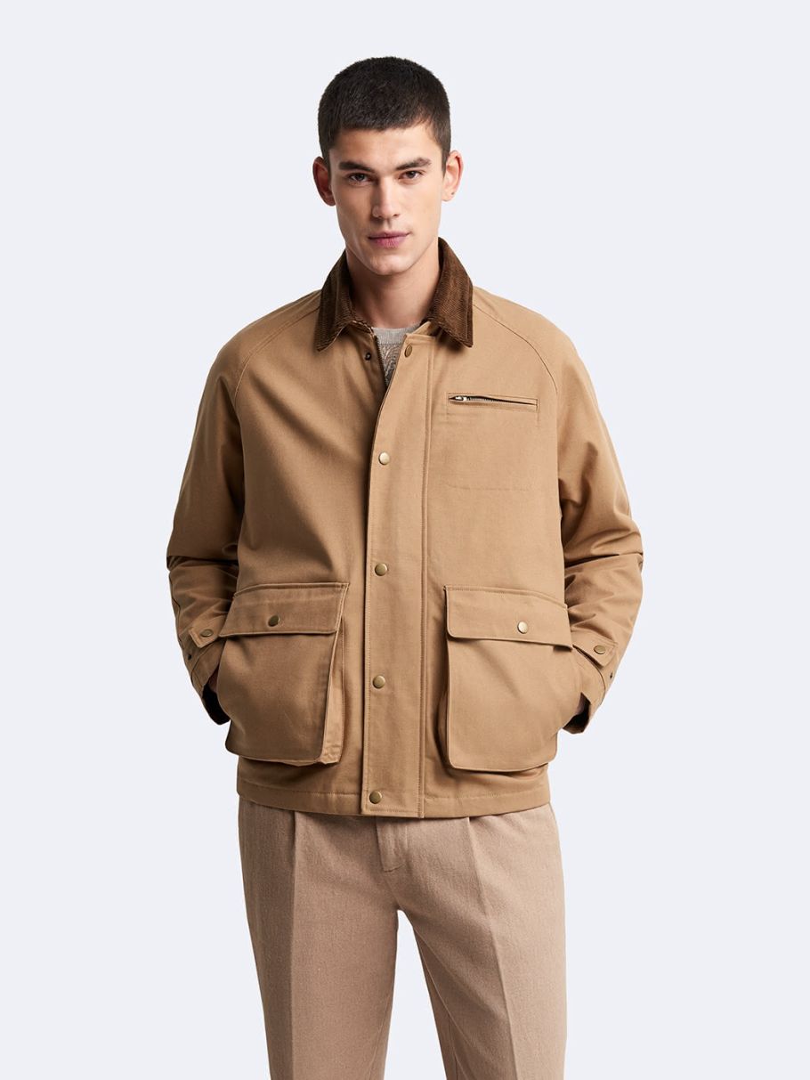 Blouson zippé col velours côtelé