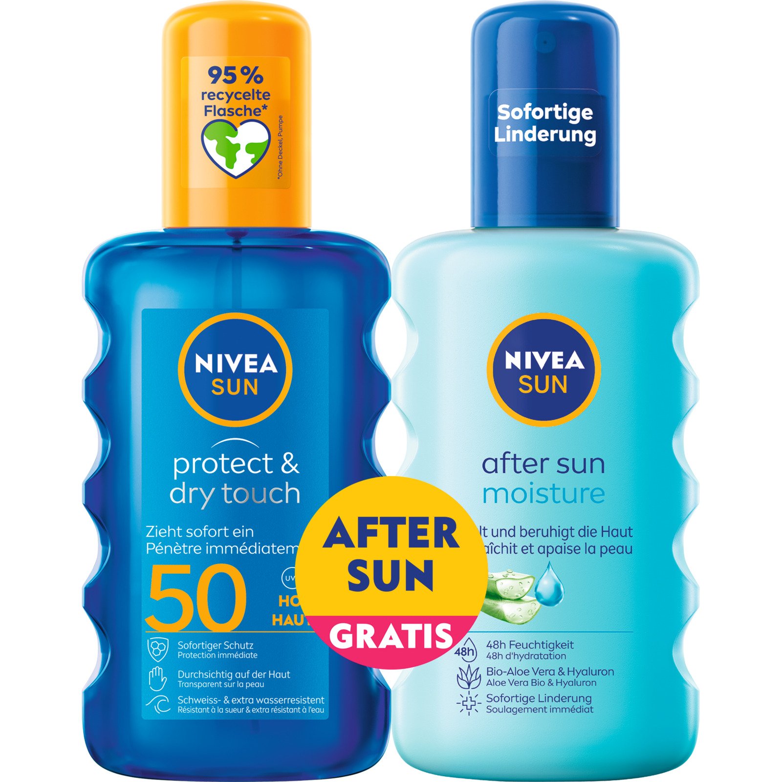 Nivea Sun Protect & Moisture Sonnenspray LSF 50 200 ml + After Sun Moisture Spray 200 ml