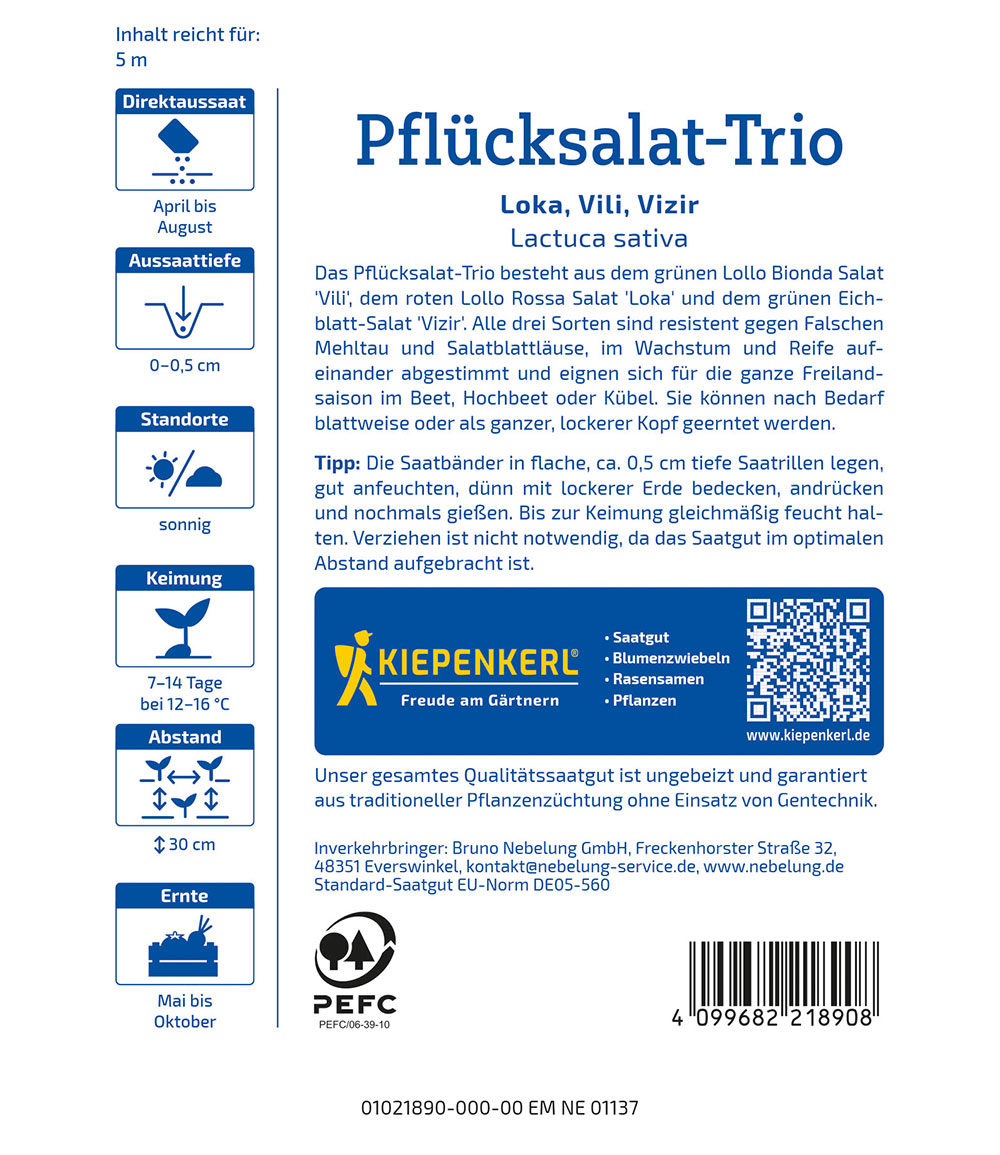 Pflücksalat-Trio Saatband