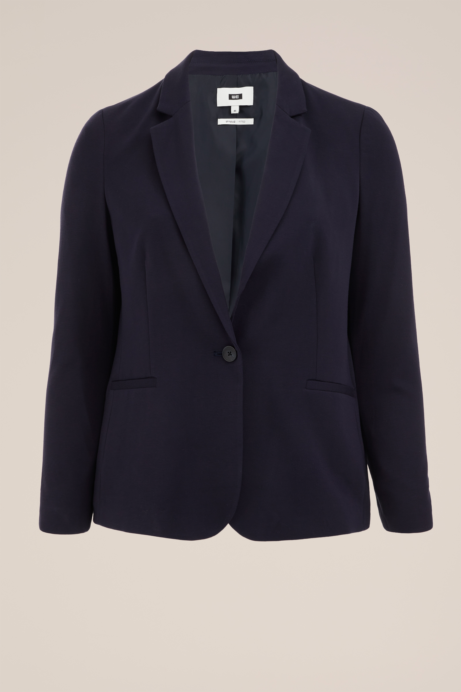 getailleerde jersey stretch blazer -  Curve WE Fashion Donkerblauw