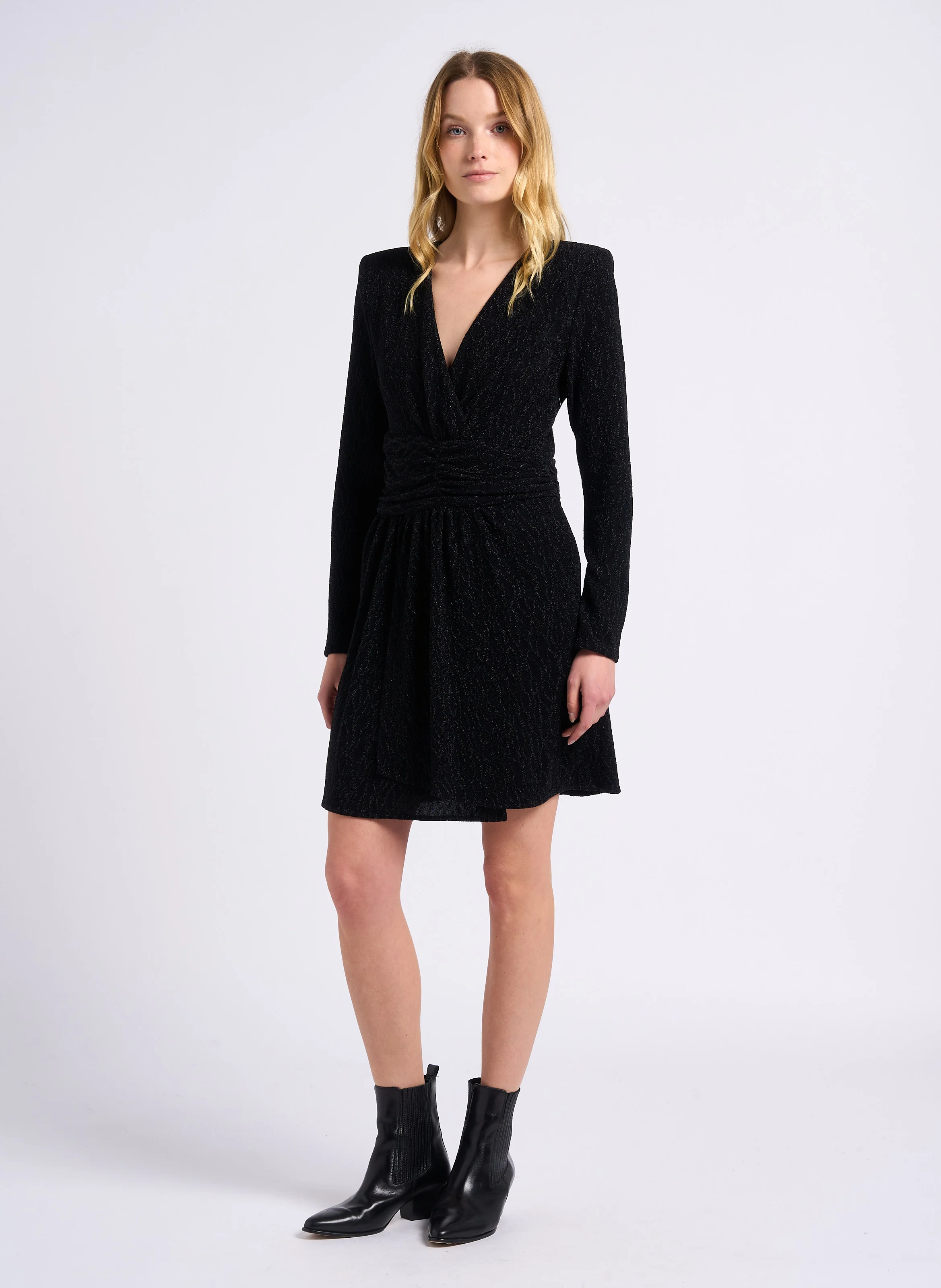 CADIX - Robe courte col V| Noir
