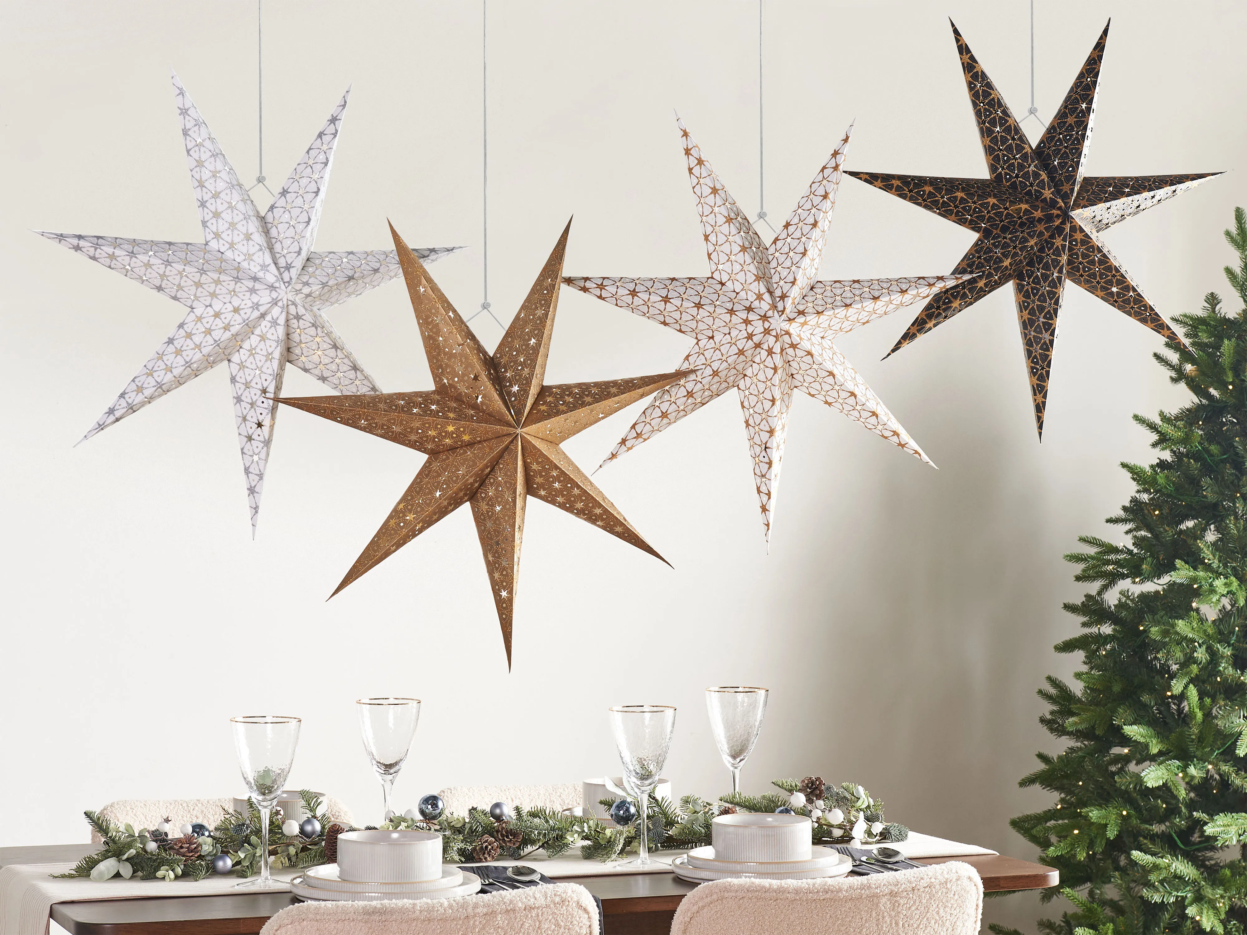 Set van 4 hangende decoraties LED TRISUL Ster 60 cm Meerkleurig
