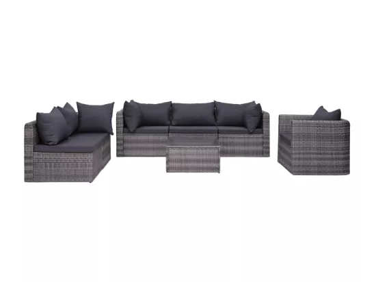 Salon de jardin 7 pcs et coussins et oreillers Résine tressée
