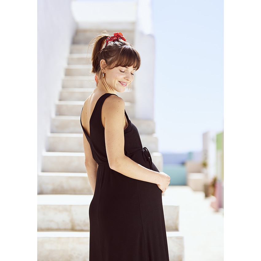 Robe longue à bretelles pour femme