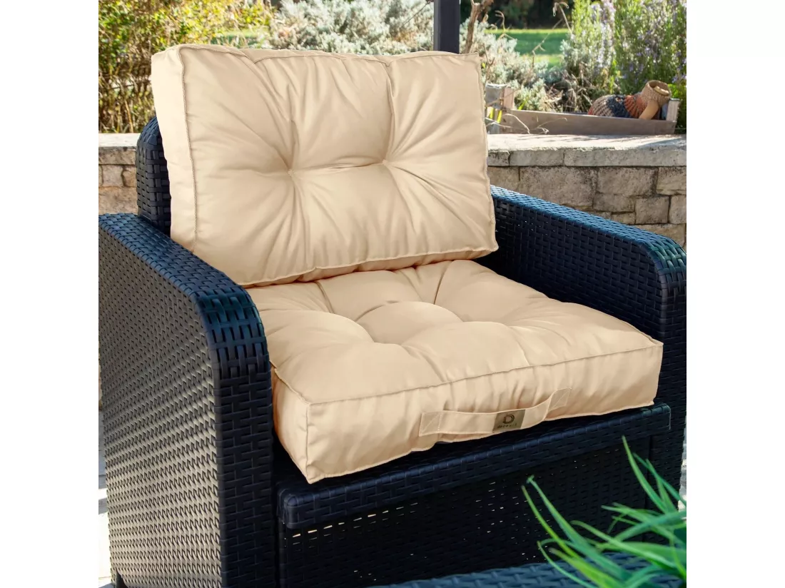 Coussins pour salon de jardin capitonné 60x60cm Beige