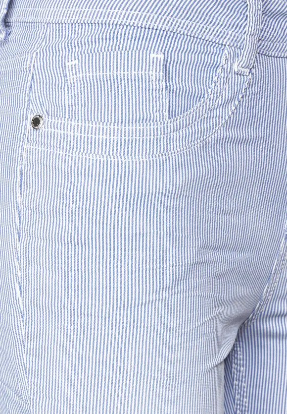 Slim Fit Hose mit Streifen - light blue striped washed