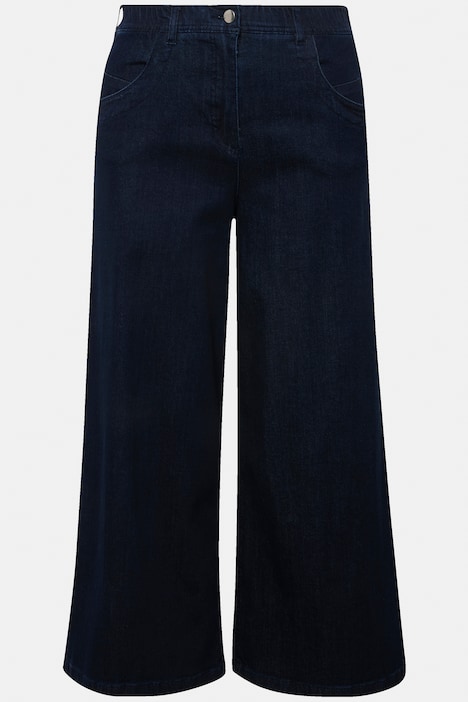 Jeans-Culotte, wadenlang, weites Bein, Marlenehose