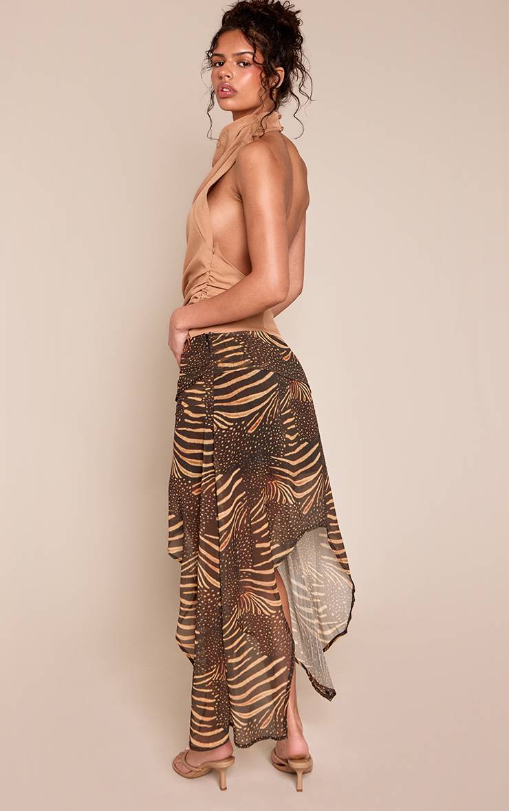 Marron Jupe Midi En Mousseline