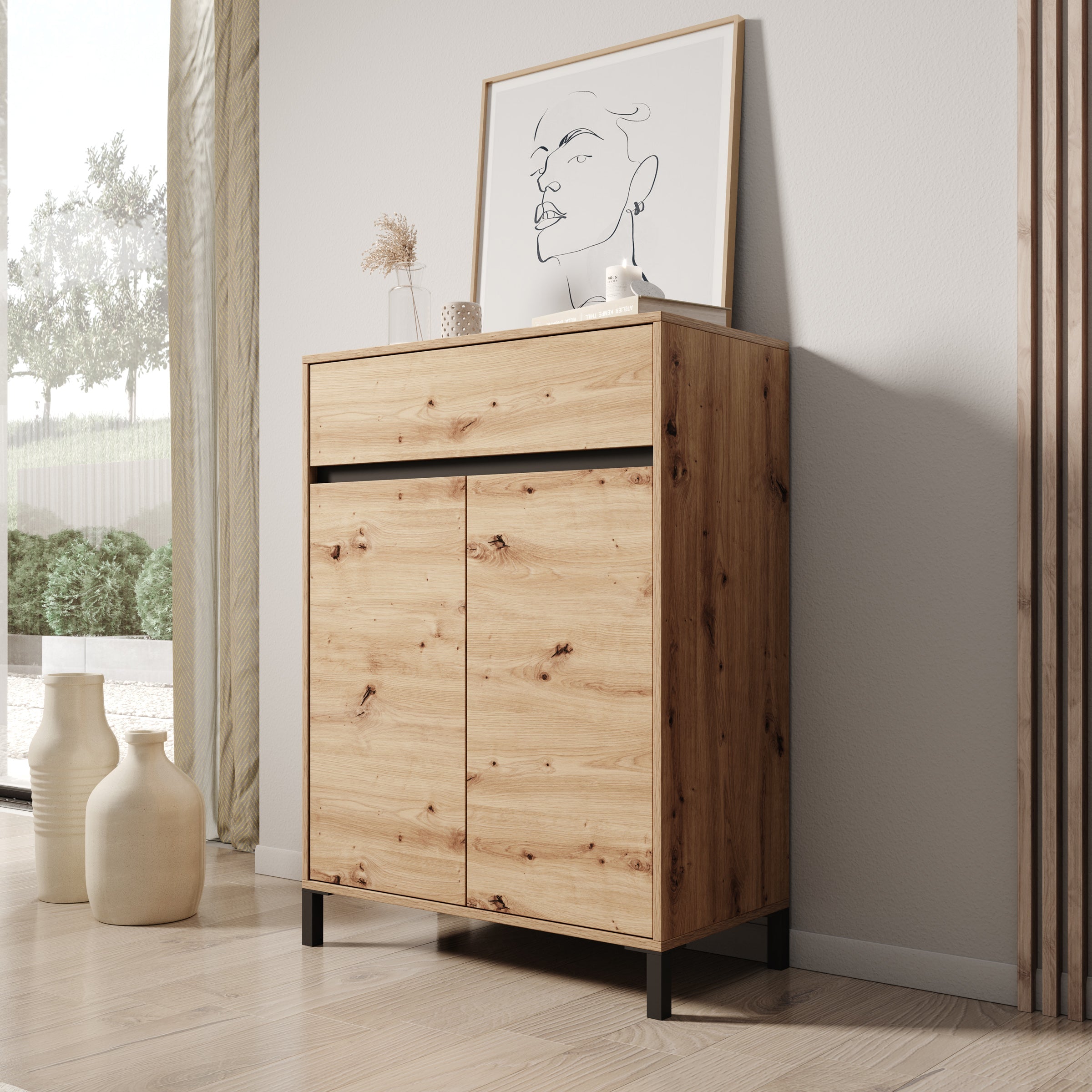 Meubella - Finta - Schoenenkast - Eiken - 80x40x110 cm