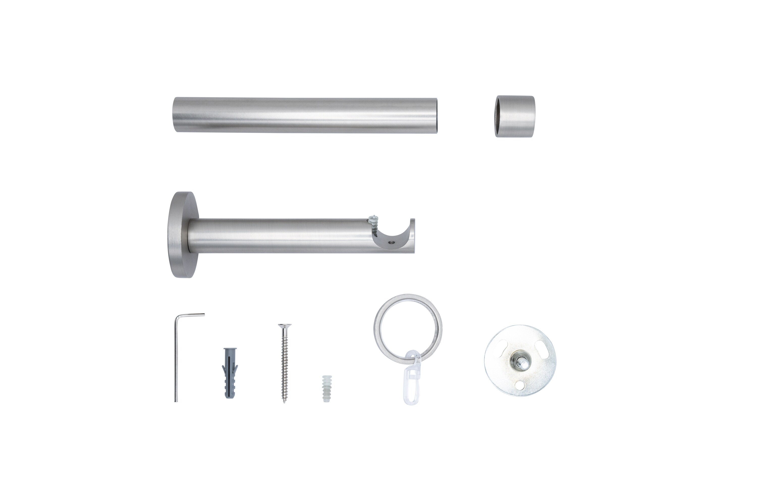 20mm,1-läufig,Rohr,Wandträger 12cm,Endstück cap Farbe: Edelstahl-Optik, Größe: 100cm