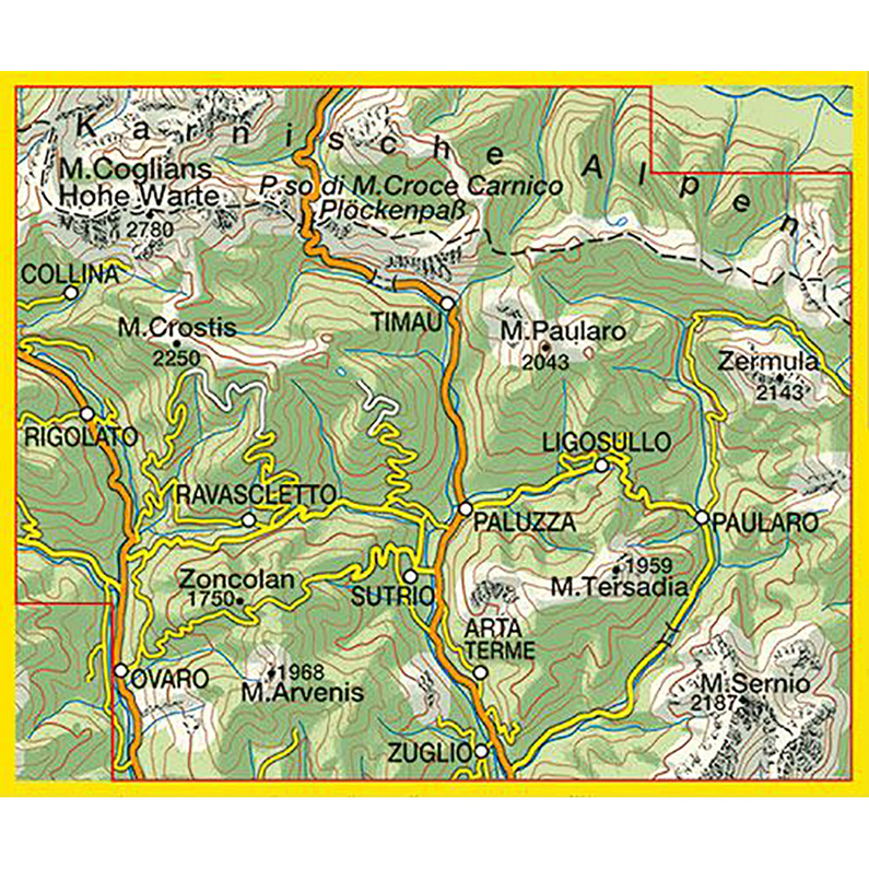 Tabacco Alpi Carniche - Carnia Centrale 09 Wanderkarte