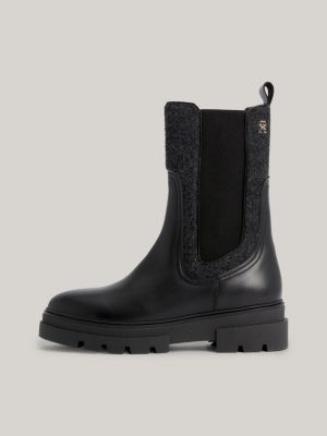 Botas Chelsea de couro contrastante