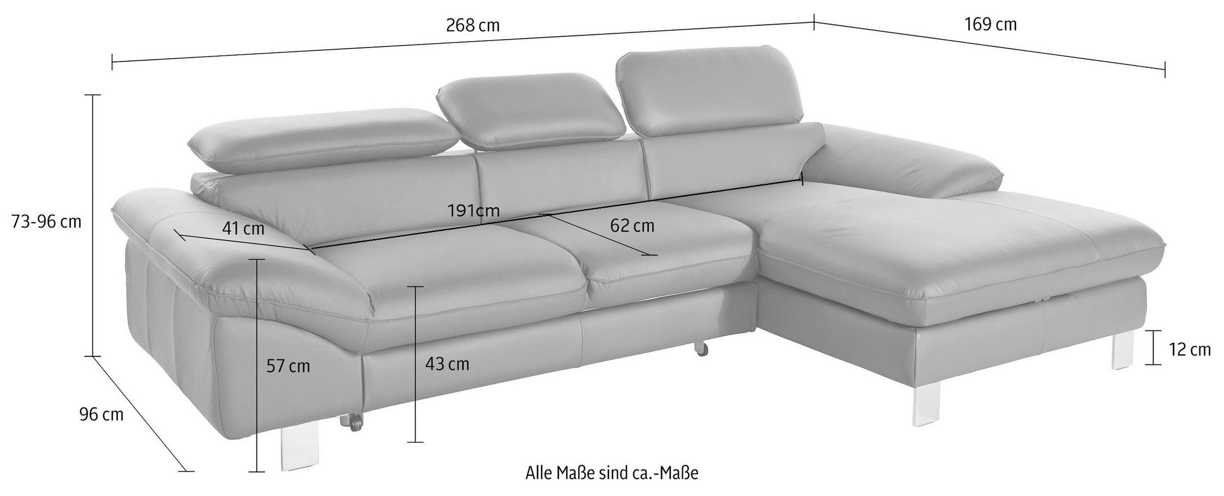 COTTA Ecksofa »Driver L-Form« mit Kopfteilverstellung, wahlweise mit Bettfunktion & Bettkasten