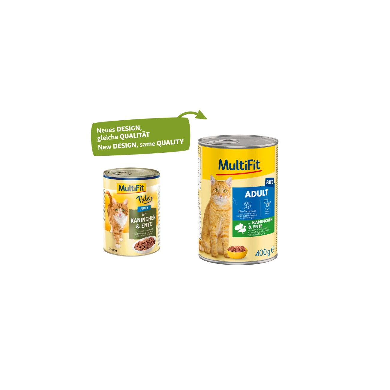 MultiFit Nassfutter Katze Adult, Paté, Kaninchen und Ente 6x400 g