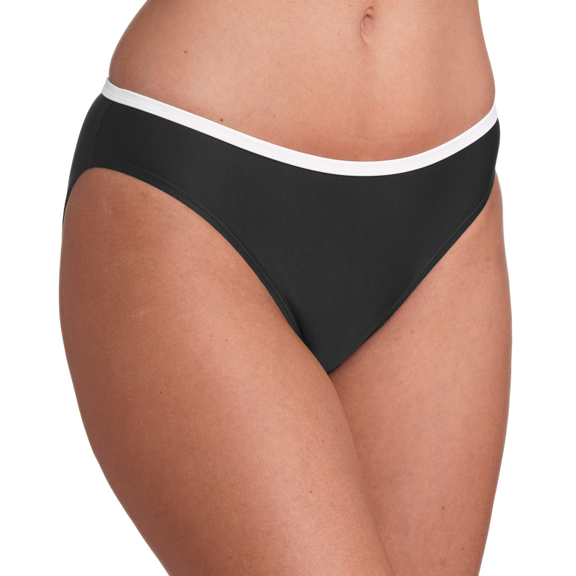 Gina Benotti Damen Bikinislip mit Kontrastpaspel schwarz