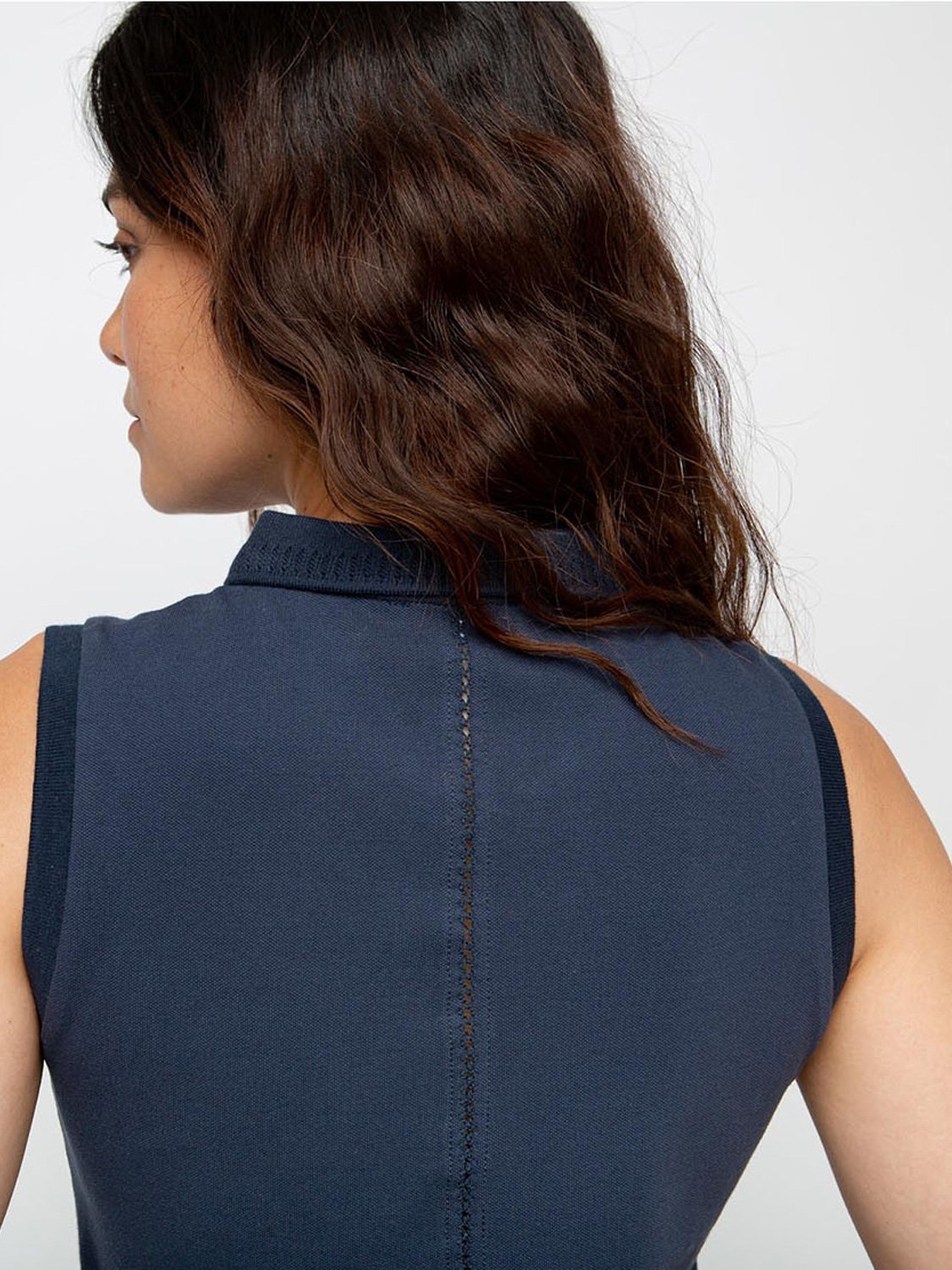 Polo Femme Sans Manches Coton Biologique Bleu Marine