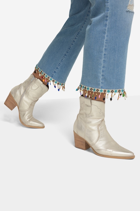 7/8-Jeans, Straight Legs, Saum mit Perlenfransen, 5-Pocket