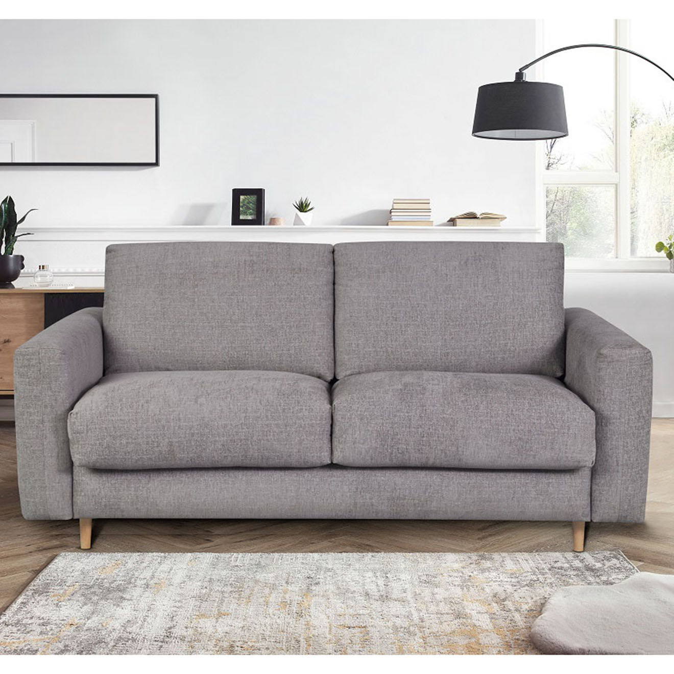 Bobochic Canapé droit cocoone convertible express  taupe - 200x105x98 cm