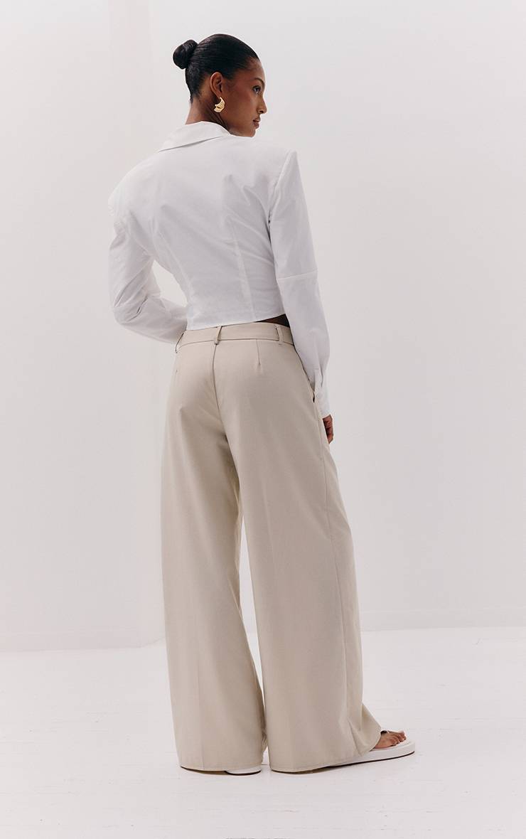 Ecru Pantalon Large Tissé À Double Pli