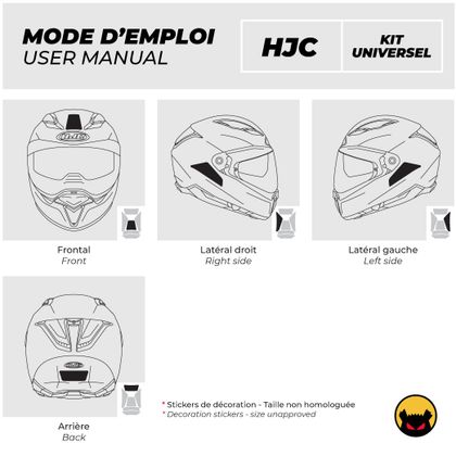 Stickers Réfléchissants Fear The Yellow Bear REPLICA HJC HELMETS KIT UNIVERSEL - Blanc