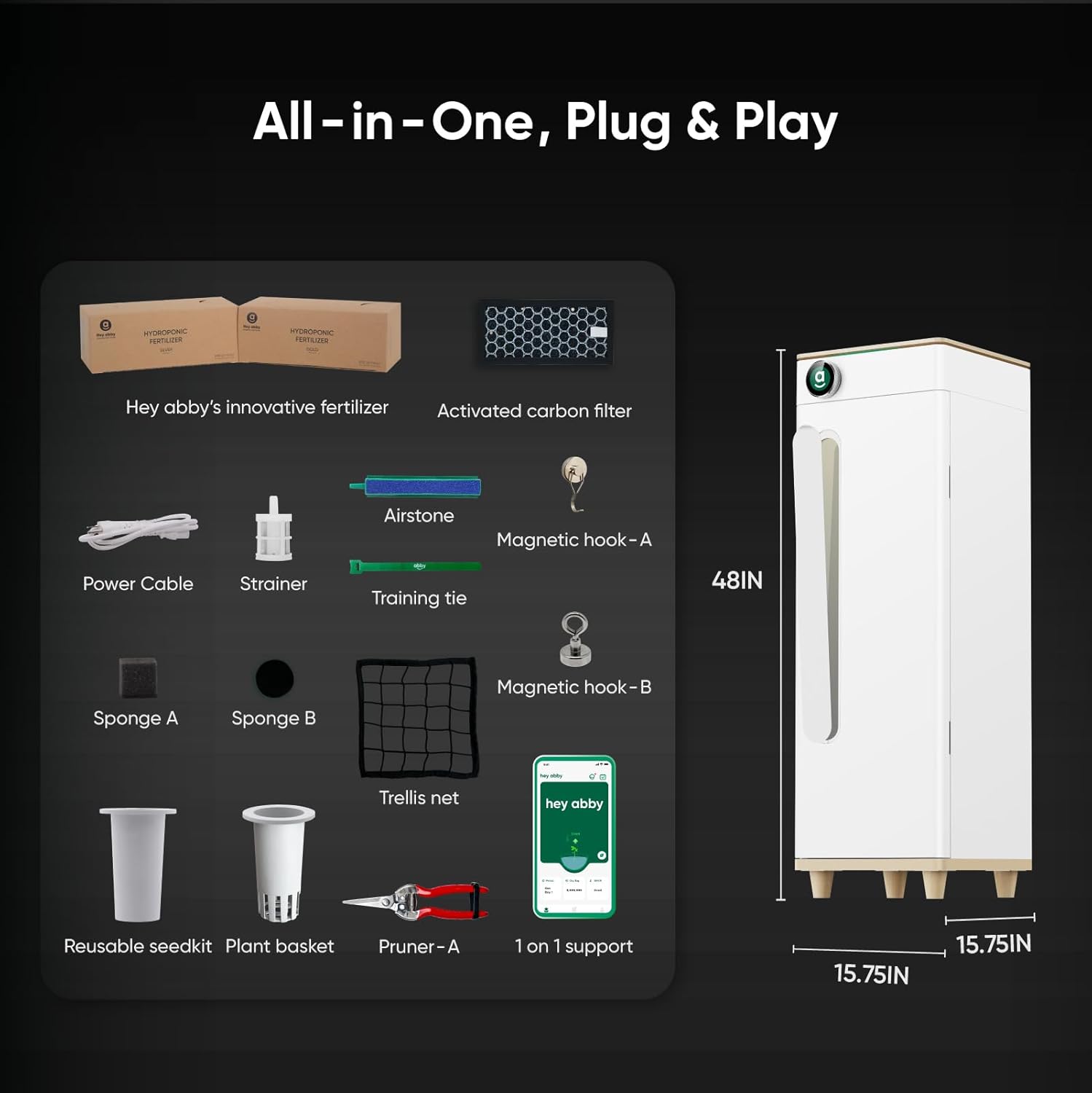 Hey abby OG Pro Smart Grow Box, vollautomatisches komplettes Hydroponisches Anzuchtsystem Indoor Growzelt mit 301H LED-Wachstumslicht und Smart Airfow, kein Zusammenbau nötig, 15,75