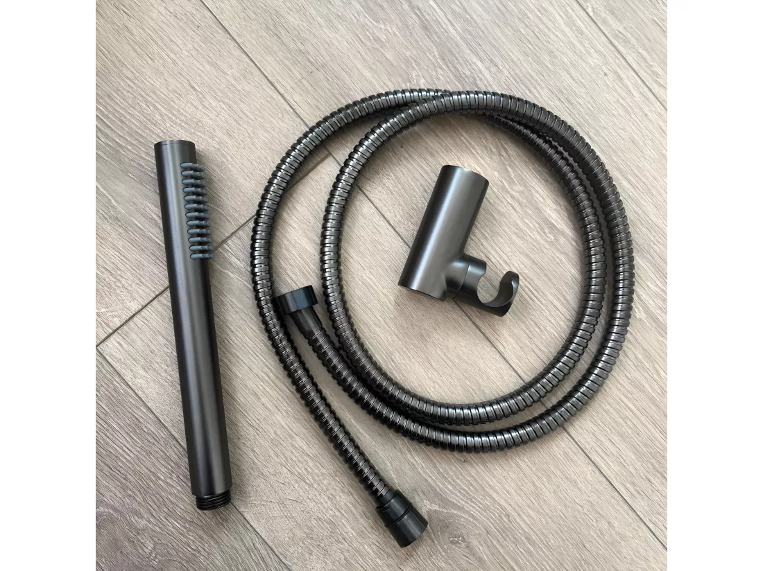 Luisa combiné support de douche 3 pièces gris gun métal - Essebagno