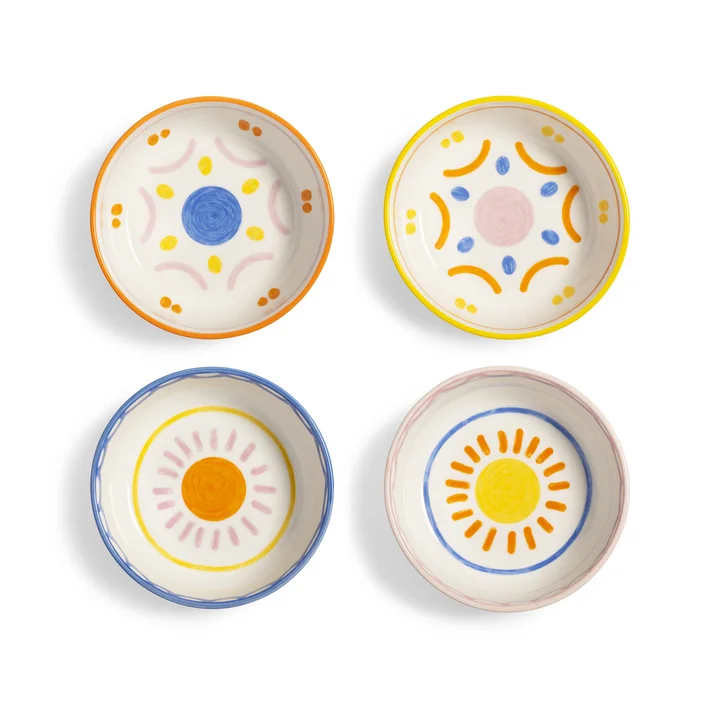&klevering - Boavista Schale Ø 12,5 cm, weiss / blau / gelb (4er-Set)