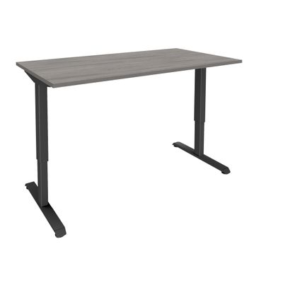 Bureau LEVEL - Bureau éléctrique - L140 - pied carbone - plateau imitation chêne gris
