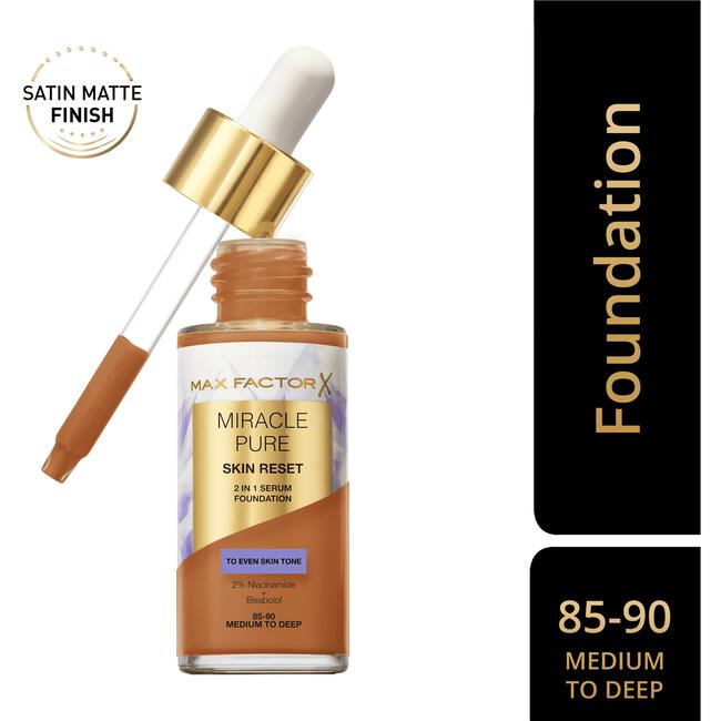 Max Factor Miracle Pure Serum Foundation 85-90 Medium To Deep 30 ML