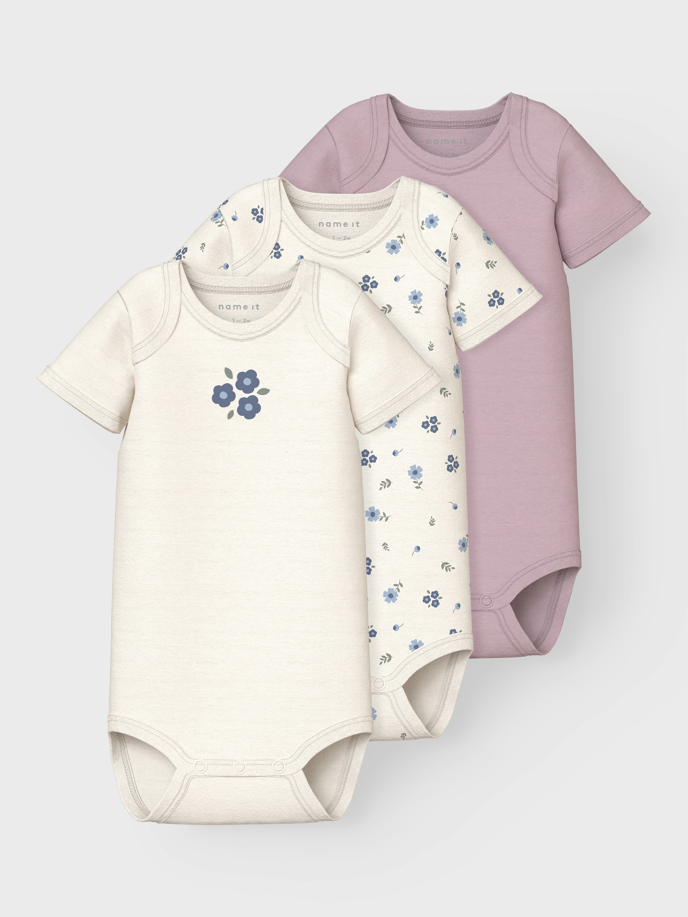 Name It Body »NBFBODY 3P SS JET STREAM FLOWER NOOS«, 3 Stk.