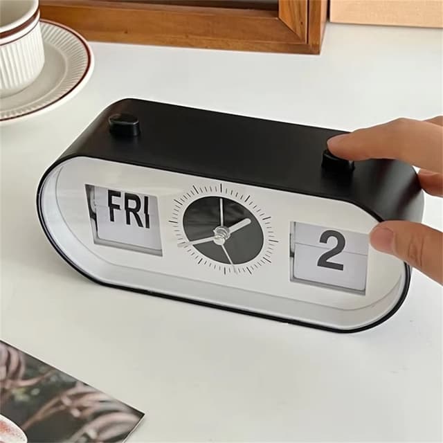 Manual Side Ur Rotation Skrivebord Vækkeur Kalender Ur