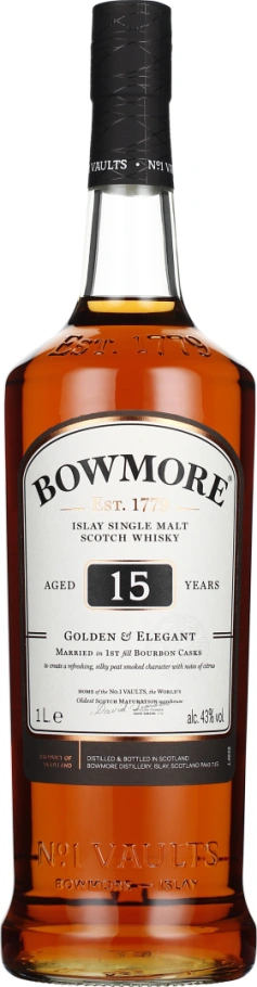 BOWMORE 15 YEARS SINGLE MALT GOLDEN & ELEGANT 1LTR