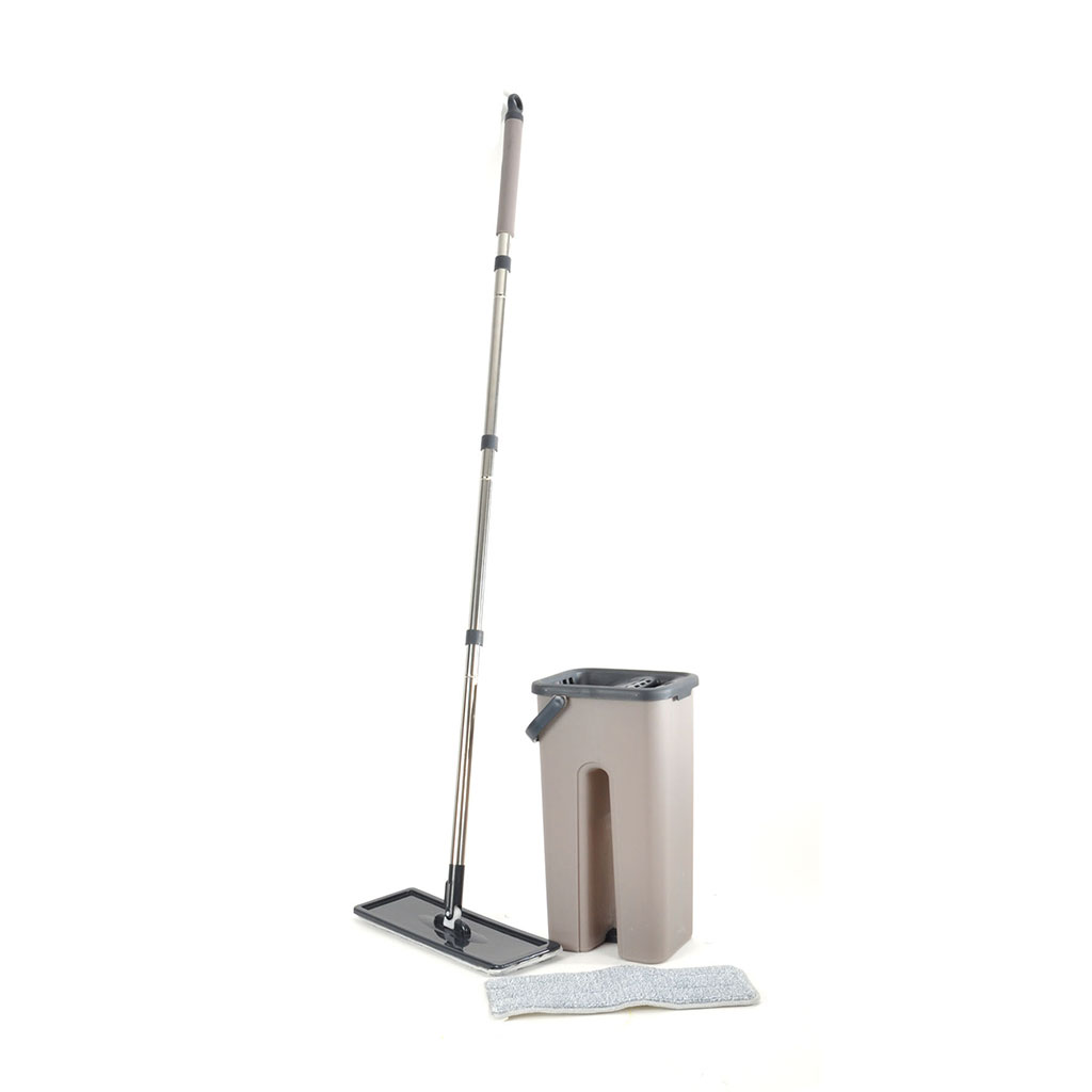 Set balai plat et saut compact taupe