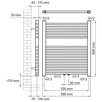 Haceka design radiator Gobi zwart 6-punts 69 x 59 cm