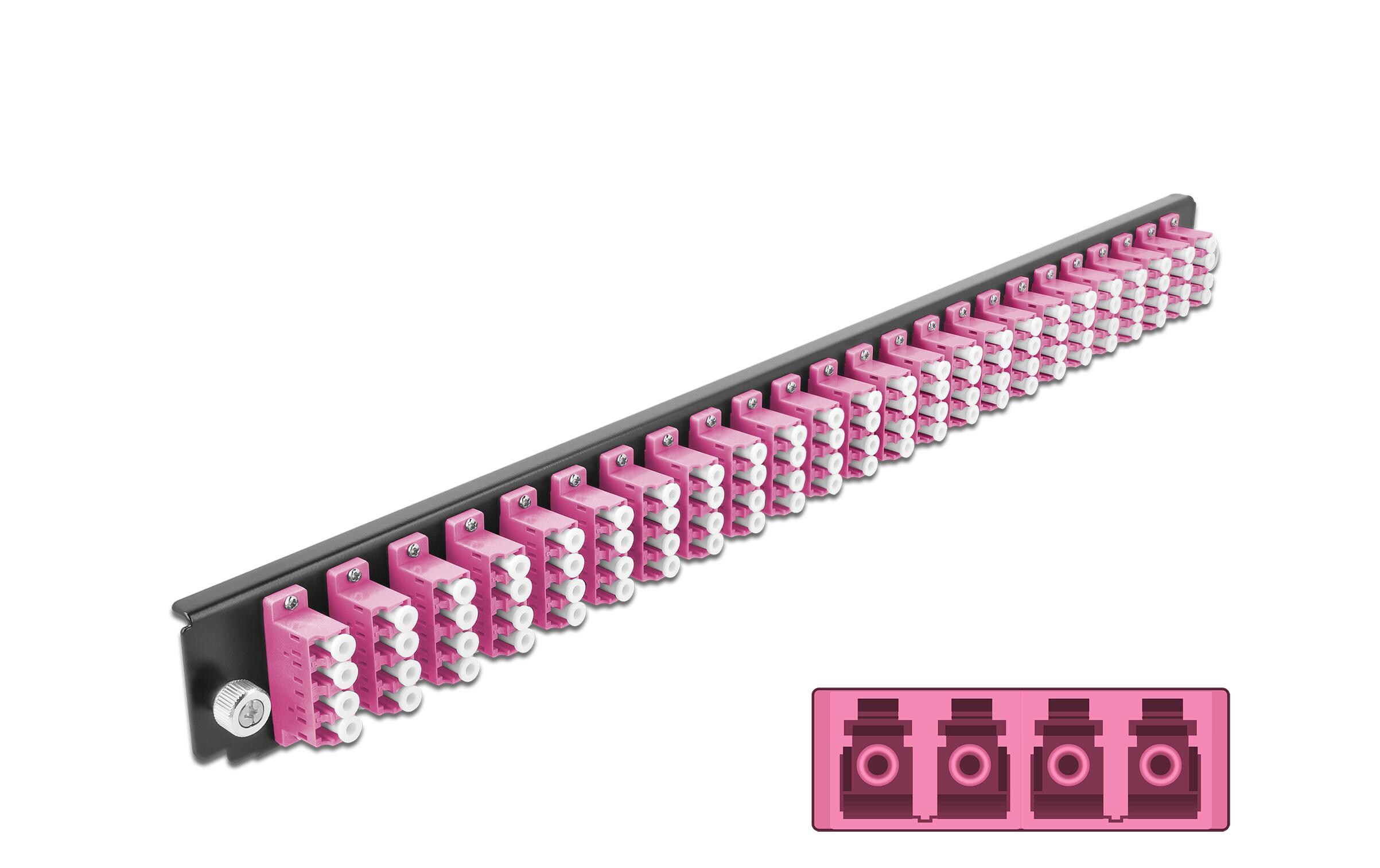 Verteilerplatte Frontblende 24 Port LC Quad OM4 MM violettDelock 19″ Spleissbox Frontblende 24 Port LC Quad OM4 Multimode violett