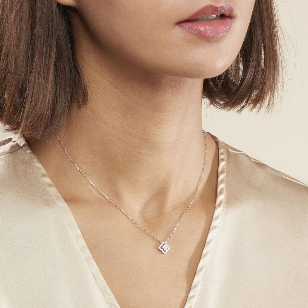 Collier Abigail Argent Blanc Oxyde De Zirconium
